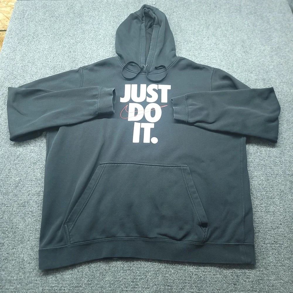 Nike Just Do It Graphic Hoodie Mens XXL Black Pullover Fleece 928717-010